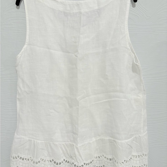 White Sleeveless linen Top - Picture 3 of 3
